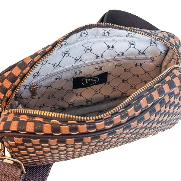 Woven Willow Camera Crossbody Bag - Checkered Tan