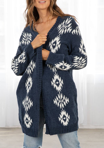 Beth Southwestern Open Front Cardigan
