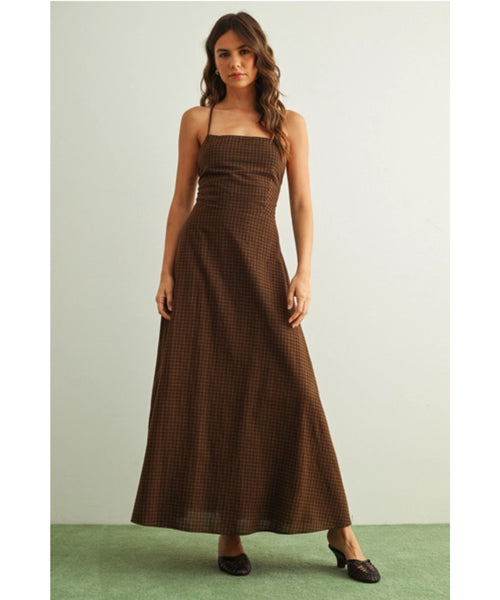 In the Grove Strappy Back Maxi Dress - Black/Brown