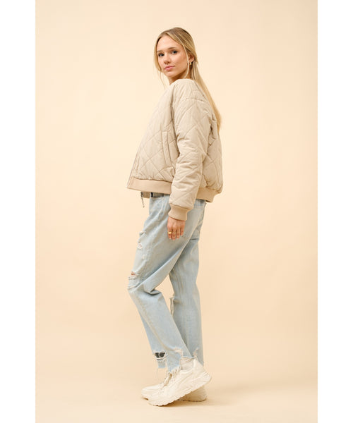 Reversible Fleece Quilted Bomber Jacket