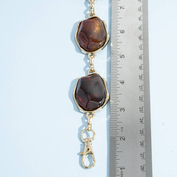 Tortoise Cabochon Gold Chain Belt - Brown
