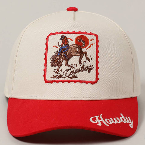 Howdy Cowboy Horse Embroidered Trucker Hat
