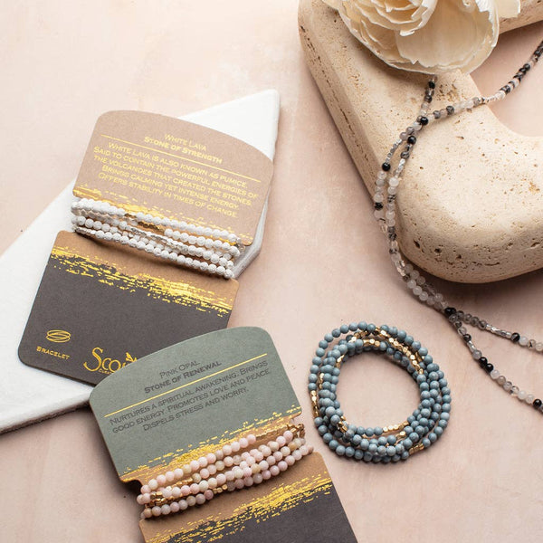 Stone Wrap Bracelet/Necklace: Blue Howlite - Stone of Harmony