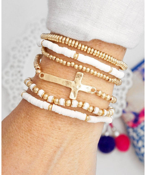 Sideways Cross Bracelet Stack