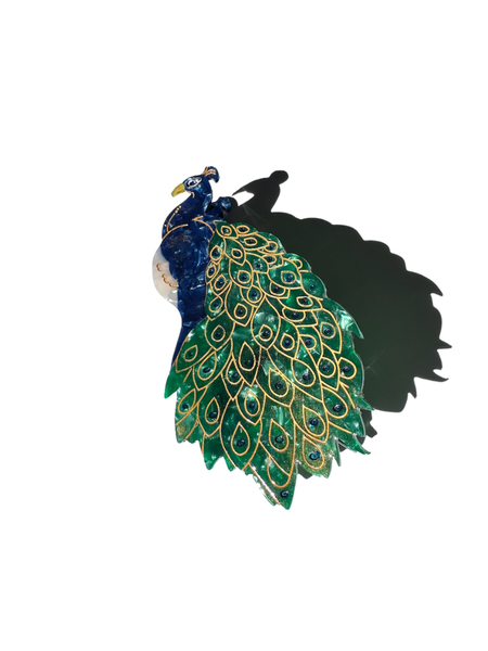 Hand-painted Peacock Bird Claw Hair Clip