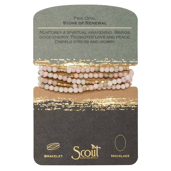 Stone Wrap Bracelet/Necklace: Pink Opal - Stone of Renewal