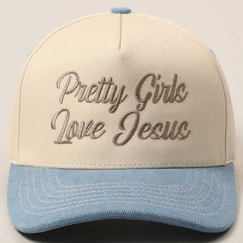 Pretty Girls Love Jesus Embroidered Trucker Hat