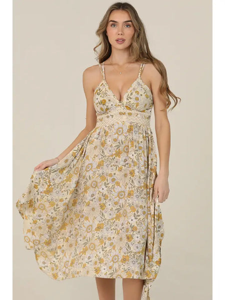 Alora Vintage Floral Midi Dress
