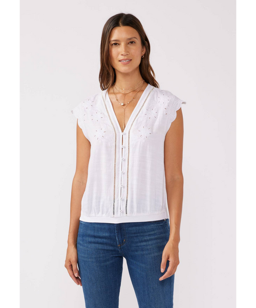 Lotus Button Front Cutout Top