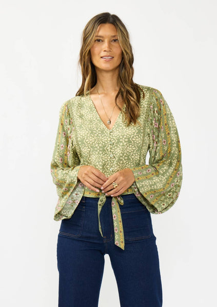 Daphne Button-Down Tie Front Blouse