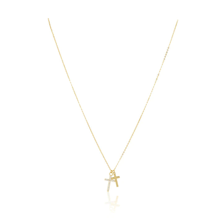 Look Up Double Cross Necklace