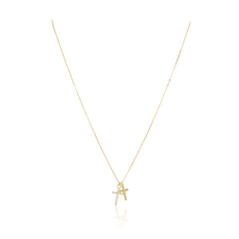 Look Up Double Cross Necklace