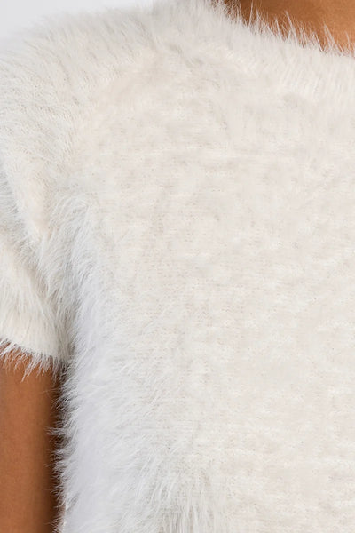 Karri Short Sleeve Fluffy Sweater