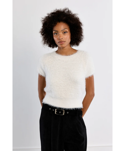 Karri Short Sleeve Fluffy Sweater