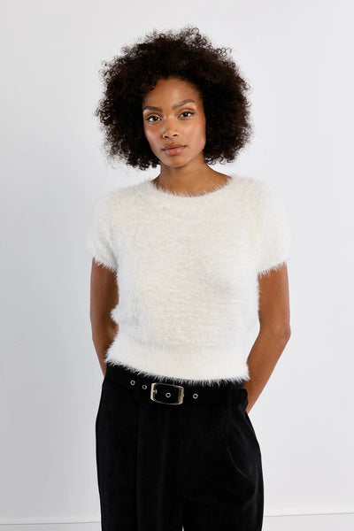 Karri Short Sleeve Fluffy Sweater