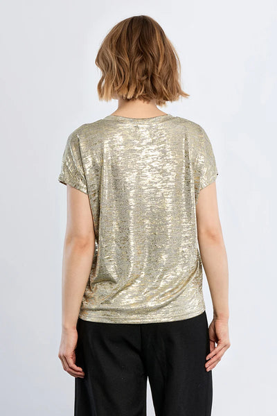 Shine On Metallic V Neck Tee