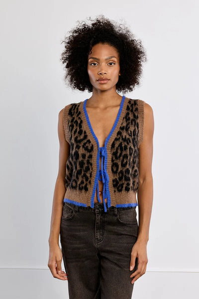 Celine Tie Front Contrast Vest