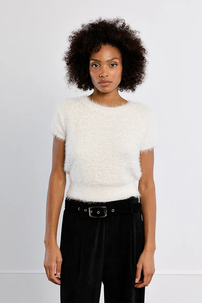 Karri Short Sleeve Fluffy Sweater