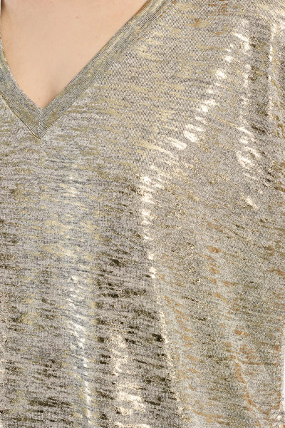 Shine On Metallic V Neck Tee