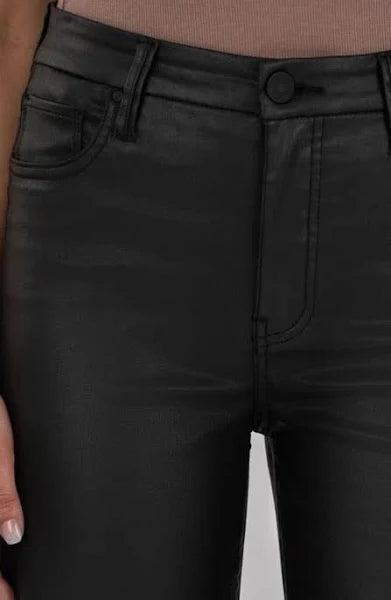 Meg Mid Rise Vegan Leather Denim - Black