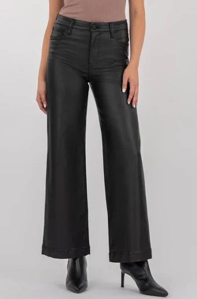 Meg Mid Rise Vegan Leather Denim - Black