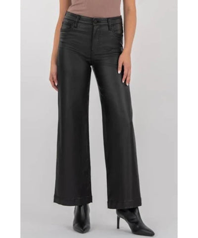 Meg Mid Rise Vegan Leather Denim - Black