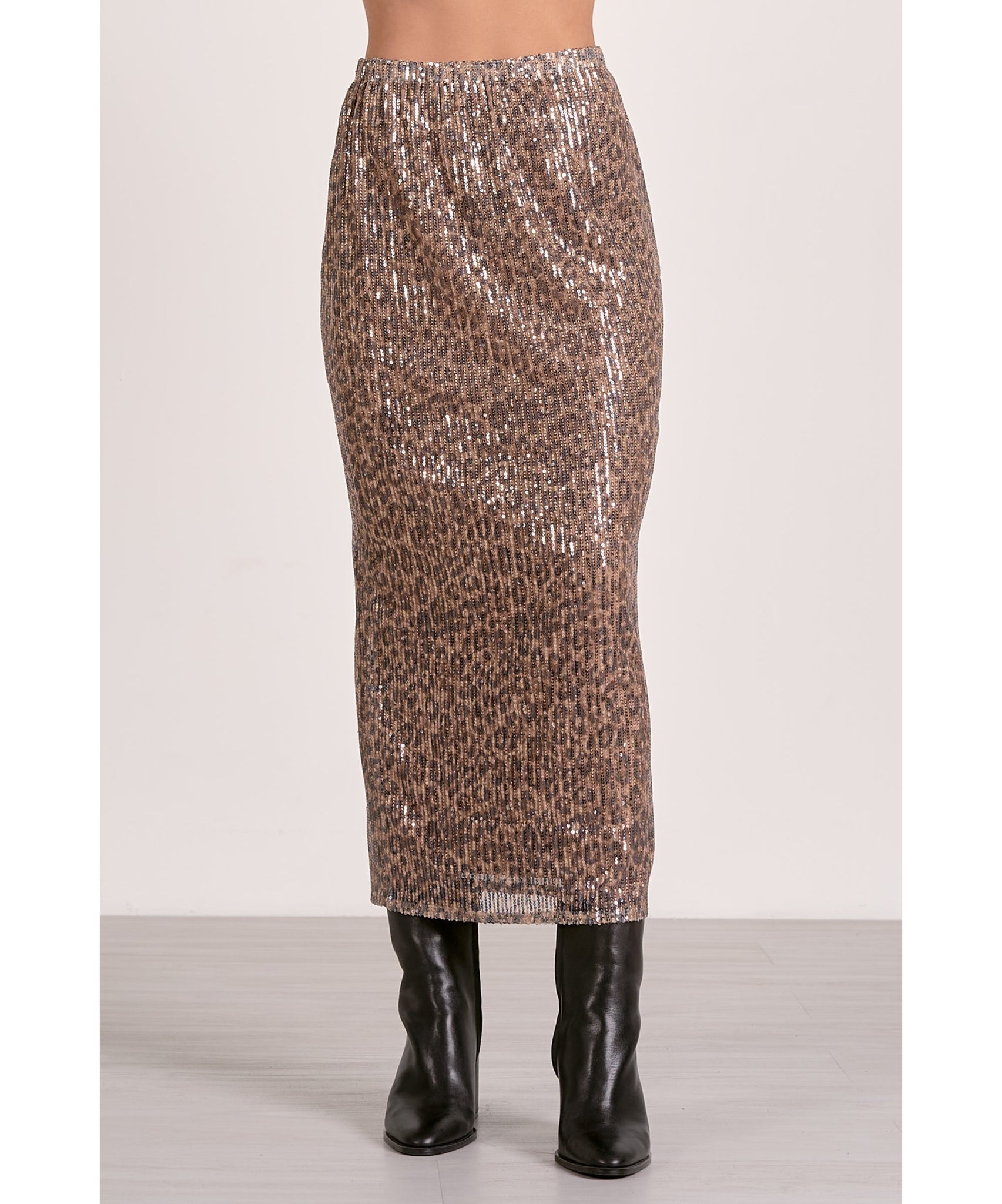 Tawny Cheetah Print Sequence Skirt