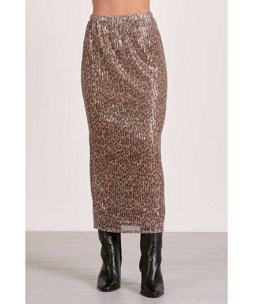 Tawny Cheetah Print Sequence Skirt