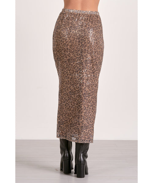 Tawny Cheetah Print Sequence Skirt