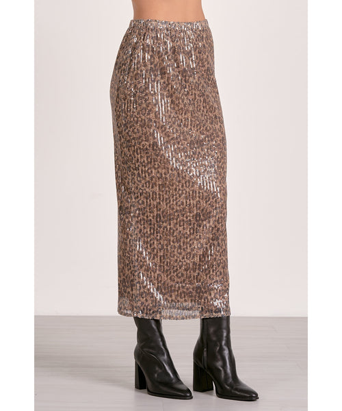 Tawny Cheetah Print Sequence Skirt