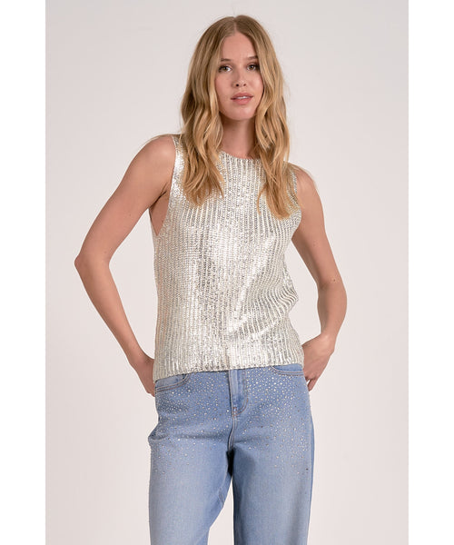 Silver Knit Coated Tank Top