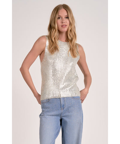 Silver Knit Coated Tank Top