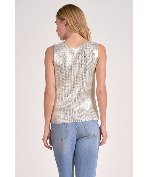 Silver Knit Coated Tank Top