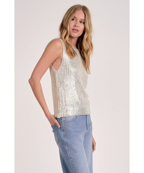Silver Knit Coated Tank Top