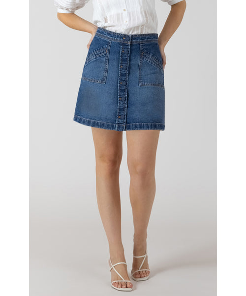 Easy Rider Button Front Mini Skirt