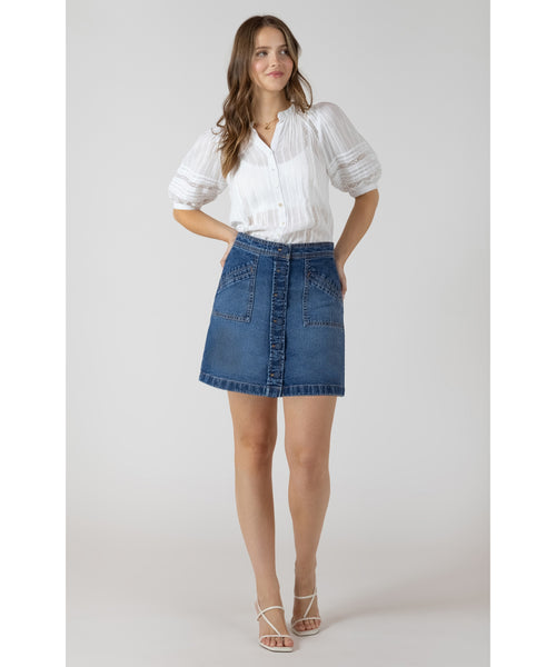 Easy Rider Button Front Mini Skirt
