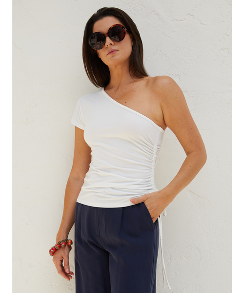 Cindy Side Cinch One Shoulder Top