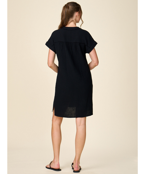 Ryker Button Front Gauze Shirt Dress