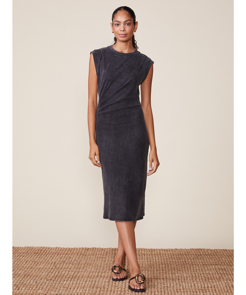 Evelyn Mineral Washed Midi Dress - Black