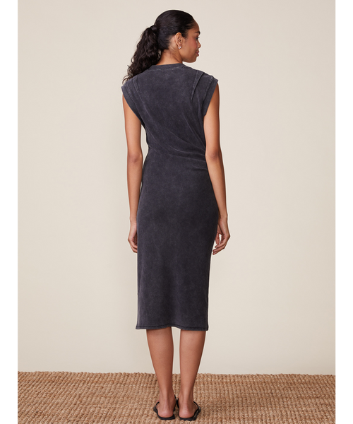Evelyn Mineral Washed Midi Dress - Black