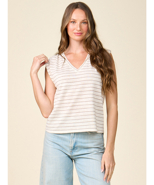 Scottie Striped V Neck Tee