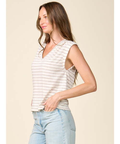 Scottie Striped V Neck Tee
