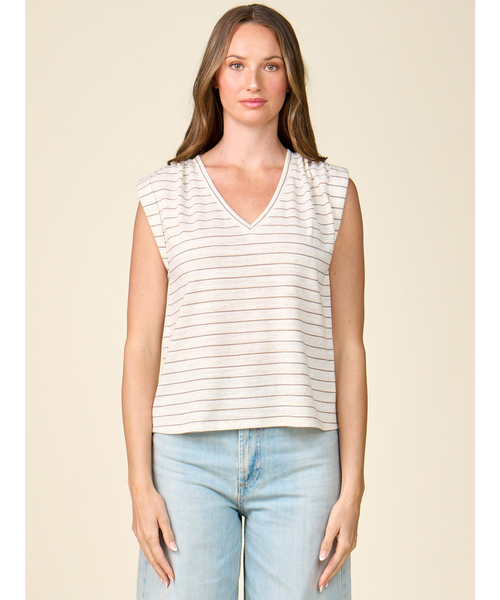Scottie Striped V Neck Tee