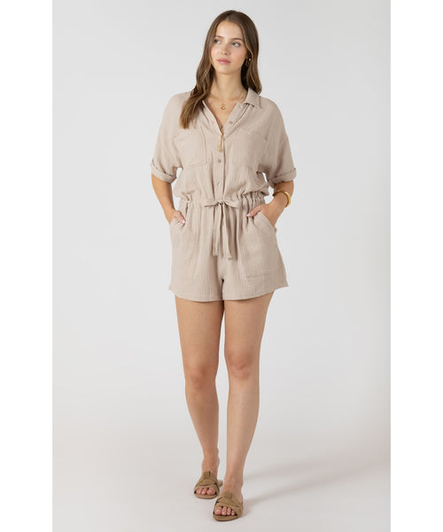 About Town Button Down Romper