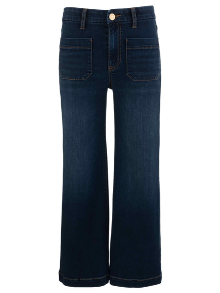 Meg Dark Wide Leg Patch Pocket Denim