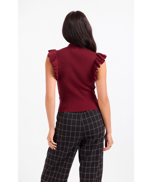 Evie Ruffle Sleeve Mockneck Top