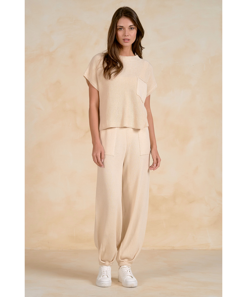 Kelsie Knit Pleat Hem Pants