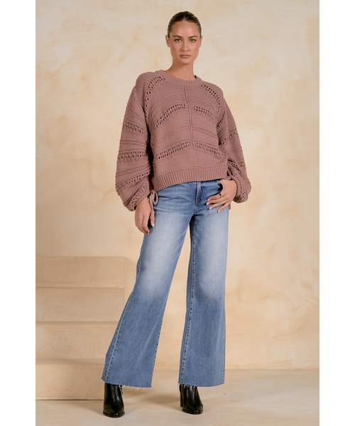 Arynn Tie Sleeve Knit Sweater