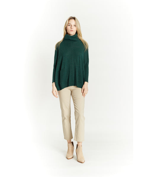 Roni Cowl Pocket Green Sweater