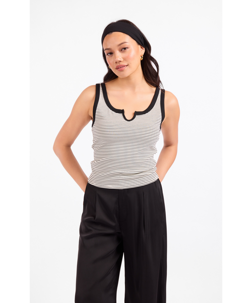 Gaia Stripe Tank Top - Black